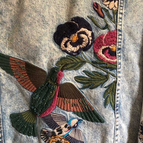 Embroidered denim humming bird jacket - Picture 2 of 6